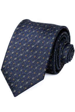 Краватка, V6004 т/синій з гірчичним, 7см