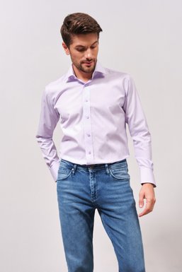 Рубашка мужская классическая VK-187 (сиреневый), 40, (176-182) M