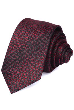 Краватка, V6004 червоний з т/сірим, 6см