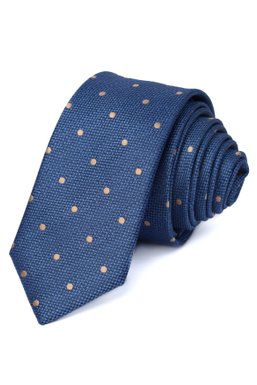 Краватка, V6002 синій з бежевим, 6см
