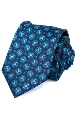 Краватка, V6004 синій з бежевим, 7см