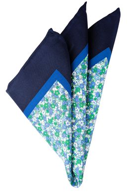 Декоративный платочек, 8450-1, синий с зеленым, 31х31