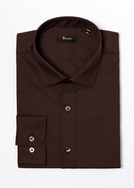 Рубашка чоловіча класична VK-445N брунатна, 46, (178-188) L