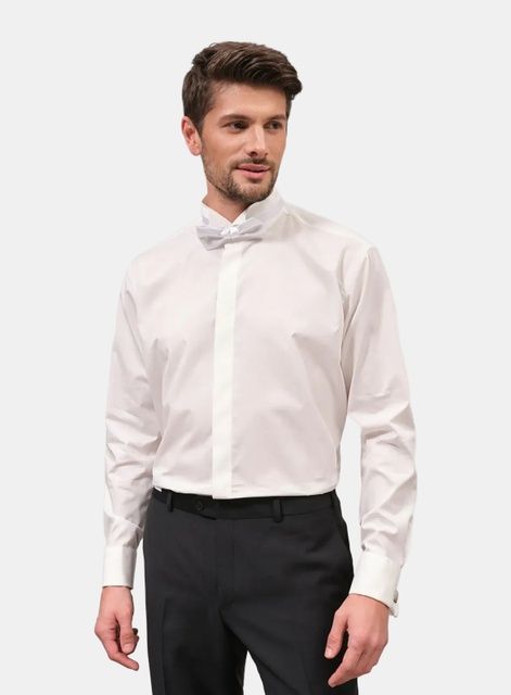Рубашка мужская классическая VK-201 SLIM FIT (кремовый), 37, (170-176) S