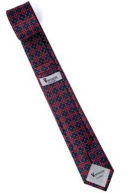 Краватка, V6002 червоний з т/сірим, 7см