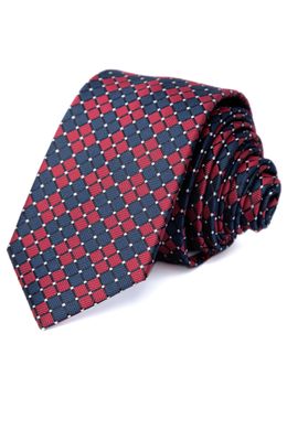 Краватка, V6002 червоний з т/сірим, 7см