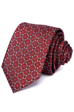 Краватка, V6004 червоний з сірим, 7см